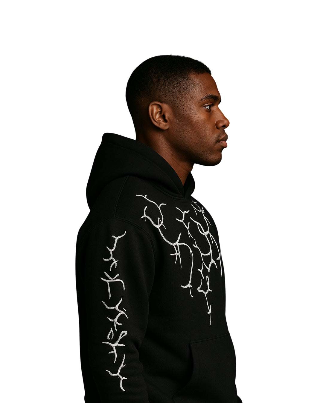 THE EMBROIDERED WHITE LINE HOODIE
