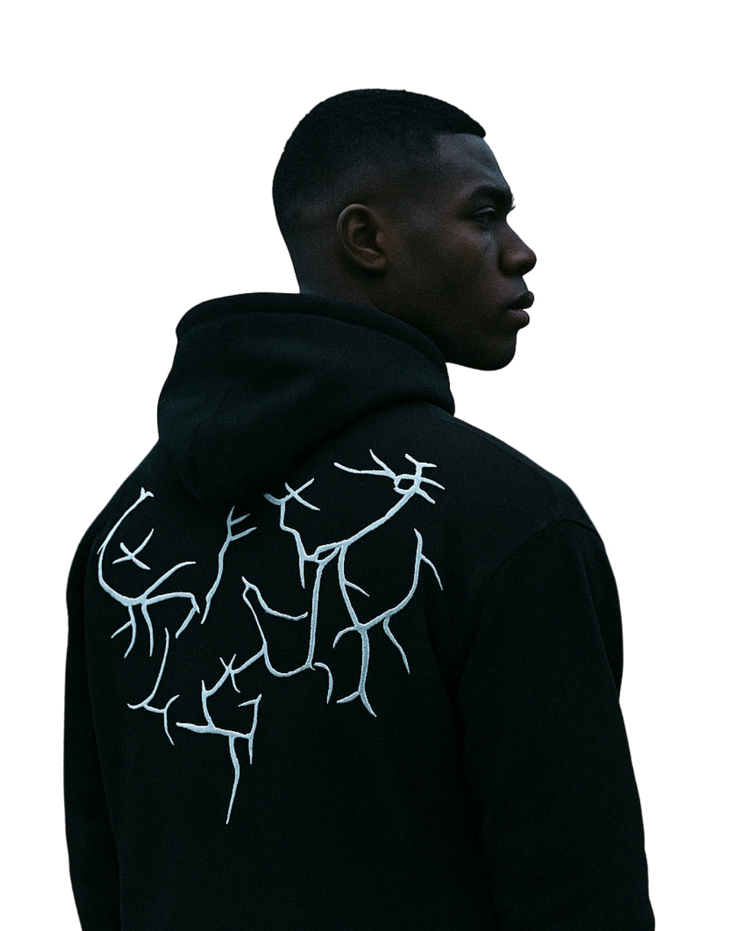 THE EMBROIDERED WHITE LINE HOODIE